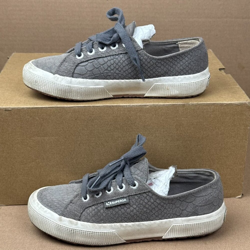 Superga 2750 Gray Python Snake Print Leather Snea… - image 3
